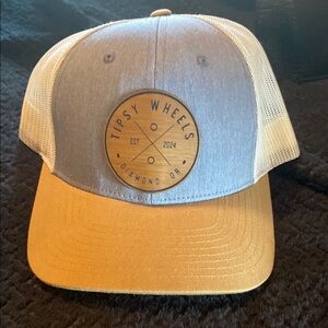 Tipsy Wheels Trucker Hat in Gray and Tan
